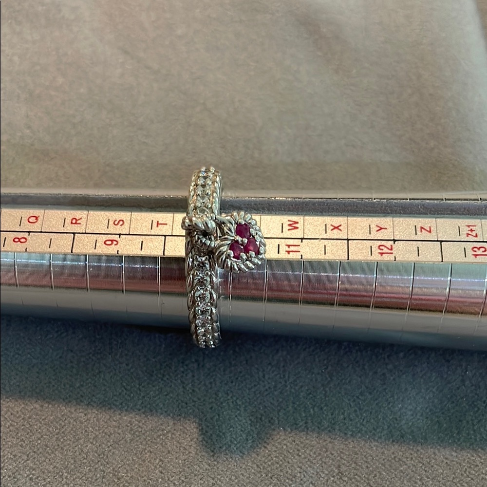 Judith Ripka Silver and Red Intricate Ring